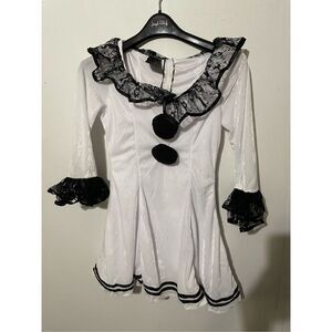 Brand New Leg Avenue Pierrot Black White Sexy Clown Costume Halloween Small